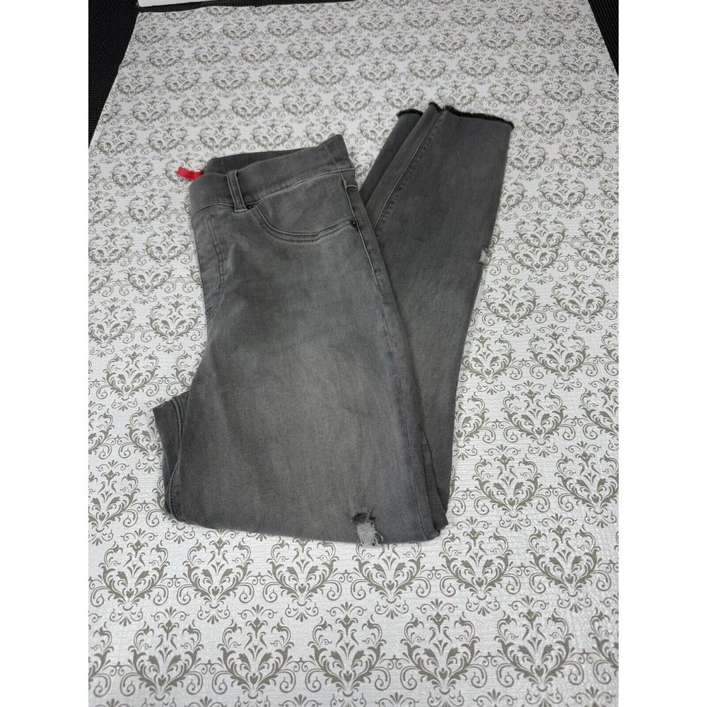 SPANX Size Medium, fits likesmall.  Gray Pants Slimming Flattering Distressed.